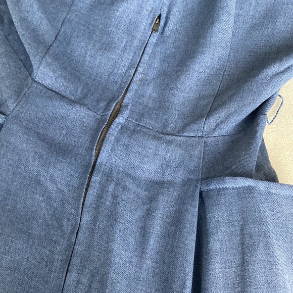 Late 1940s/early 1950s slate blue secretary/office/day dress with pockets - Picture 7 of 10